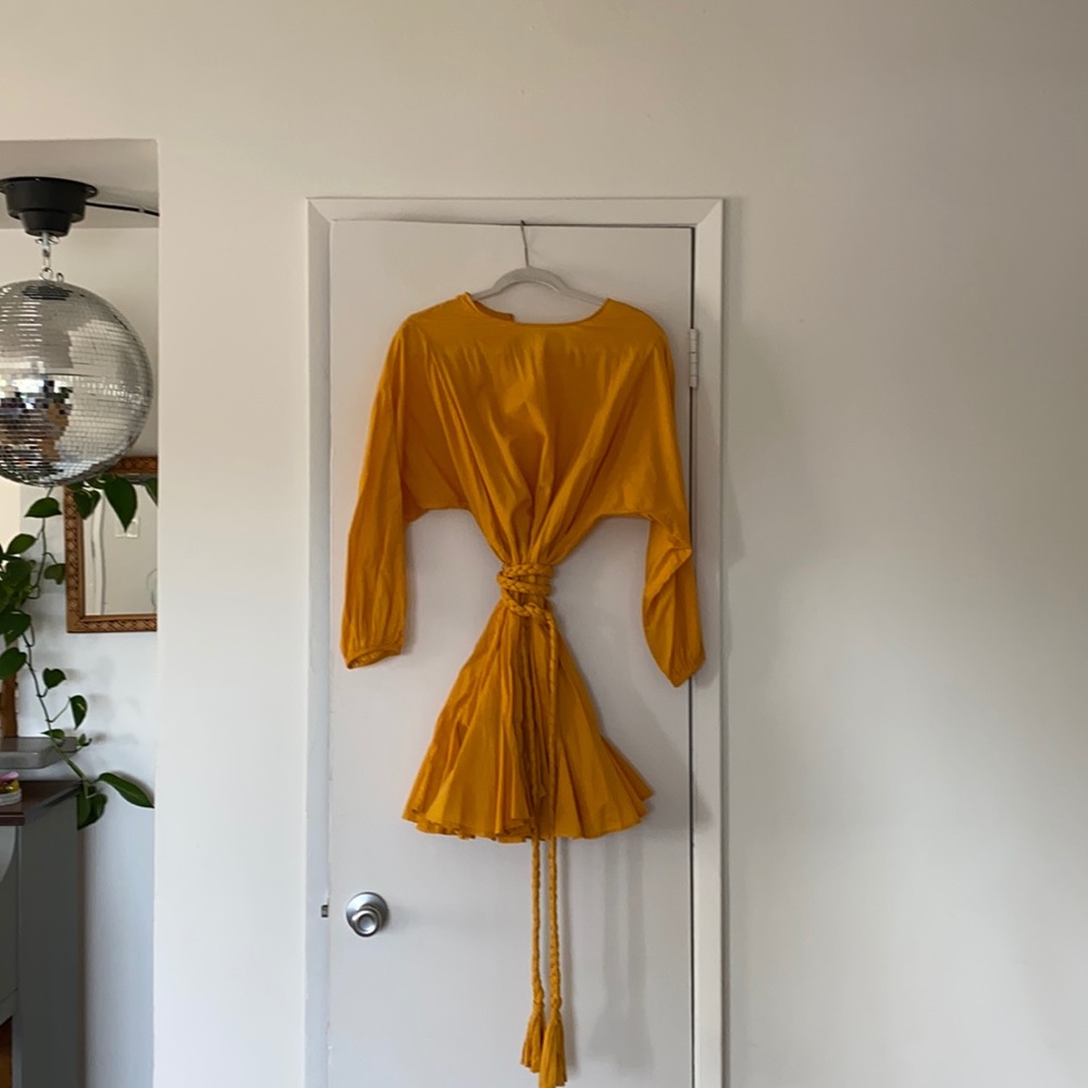 Rhode Ella Belted Dress in Mustard Size Large